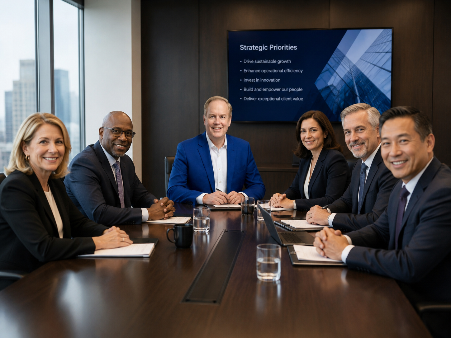Executive team in a boardroom strategy session