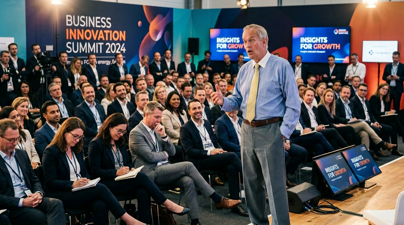 Miles Pearson speaking at the Business Innovation Summit 2024